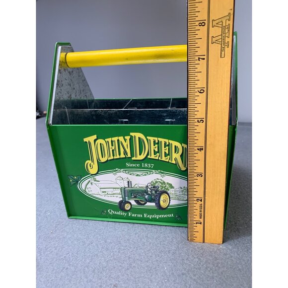 John Deere Green Metal Utensil Caddy with Wooden Handle - Picture 6 of 9